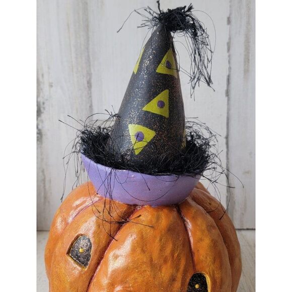 Vintage Halloween Jack O'Lantern dunce hat clown rustic home decor - Picture 5 of 10